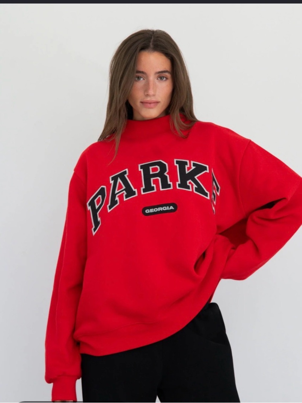 Parke Red Georgia Logo Crewneck Sweatshirt - Women's Top